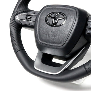 REAL ORIGINAL SERIES D SHAPE ALL LEATHER BLACK STITCH STEERING WHEEL FOR TOYOTA VOXY 90  TYK-LPB