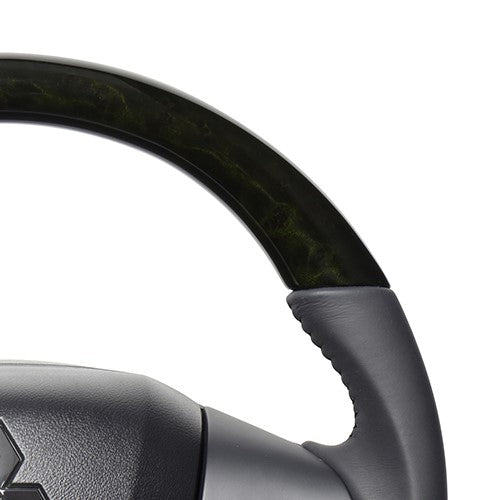 REAL ORIGINAL SERIES SOFT D SHAPE BLACK WOOD BLACK STITCH STEERING WHEEL FOR MAZDA FLARE MJ55S  SZC-BKW-BK