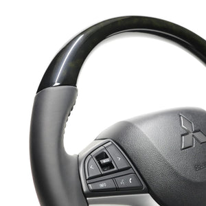 REAL ORIGINAL SERIES SOFT D SHAPE BLACK WOOD BLACK STITCH STEERING WHEEL FOR MAZDA FLARE MJ55S  SZC-BKW-BK