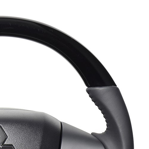 REAL ORIGINAL SERIES SOFT D SHAPE PIANO BLACK BLACK STITCH STEERING WHEEL FOR MAZDA FLARE MJ55S  SZC-PBW-BK
