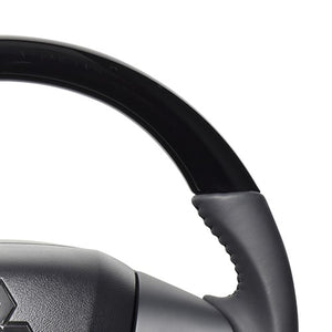 REAL ORIGINAL SERIES SOFT D SHAPE PIANO BLACK BLACK STITCH STEERING WHEEL FOR MAZDA FLARE WAGON MM53S  SZC-PBW-BK - Black Hawk Japan
