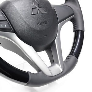 REAL ORIGINAL SERIES SOFT D SHAPE PIANO BLACK BLACK STITCH STEERING WHEEL FOR MAZDA FLARE WAGON MM53S  SZC-PBW-BK - Black Hawk Japan