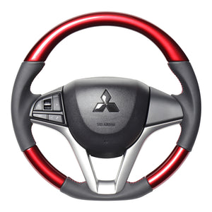REAL ORIGINAL SERIES SOFT D SHAPE PEARL RED RED X BLACK EURO STITCH STEERING WHEEL FOR MAZDA FLARE MJ55S  SZC-RDW-RD