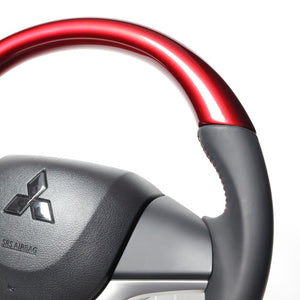 REAL ORIGINAL SERIES SOFT D SHAPE PEARL RED RED X BLACK EURO STITCH STEERING WHEEL FOR MAZDA FLARE MJ55S  SZC-RDW-RD
