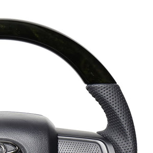 REAL ORIGINAL SERIES SOFT D SHAPE BLACK WOOD BLACK STITCH STEERING WHEEL FOR TOYOTA PIXIS TRUCK S500U: KOUKI 510U: KOUKI  DIB-BKW-BK