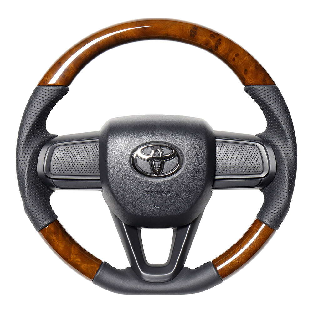 REAL ORIGINAL SERIES SOFT D SHAPE 42 BROWN WOOD BLACK STITCH STEERING WHEEL FOR DAIHATSU ATRAI S700V S710V  DIB-42BRW-BK