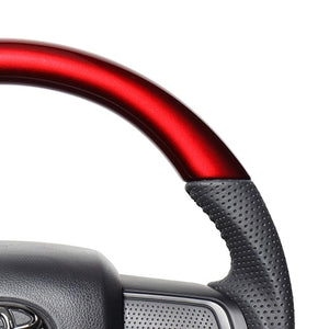 REAL ORIGINAL SERIES SOFT D SHAPE PEARL RED BLACK STITCH STEERING WHEEL FOR TOYOTA PIXIS TRUCK S500U: KOUKI 510U: KOUKI  DIB-RDW-BK