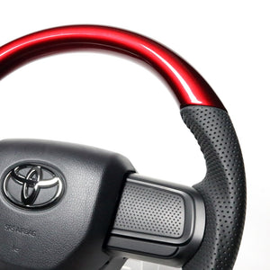 REAL ORIGINAL SERIES SOFT D SHAPE PEARL RED BLACK STITCH STEERING WHEEL FOR DAIHATSU TANTO LA650S LA660S DIB-RDW-BK