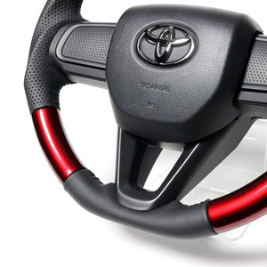 REAL ORIGINAL SERIES SOFT D SHAPE PEARL RED BLACK STITCH STEERING WHEEL FOR DAIHATSU ATRAI DECK VAN S700W S710W  DIB-RDW-BK
