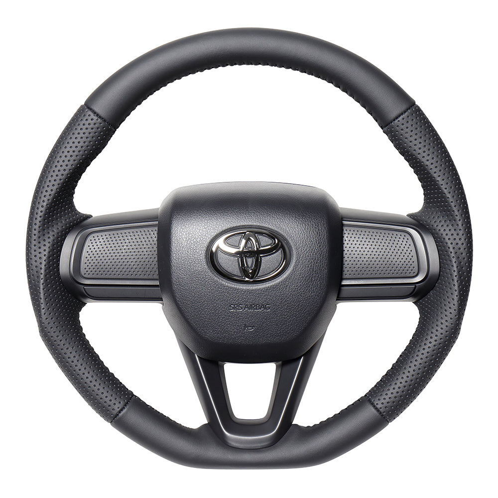 REAL ORIGINAL SERIES SOFT D SHAPE ALL LEATHER BLACK STITCH STEERING WHEEL FOR DAIHATSU ATRAI S700V S710V  DIB-LPB-BK