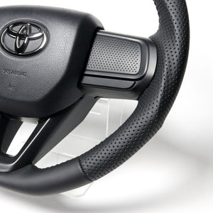 REAL ORIGINAL SERIES SOFT D SHAPE ALL LEATHER BLACK STITCH STEERING WHEEL FOR DAIHATSU TANTO LA650S LA660S DIB-LPB-BK