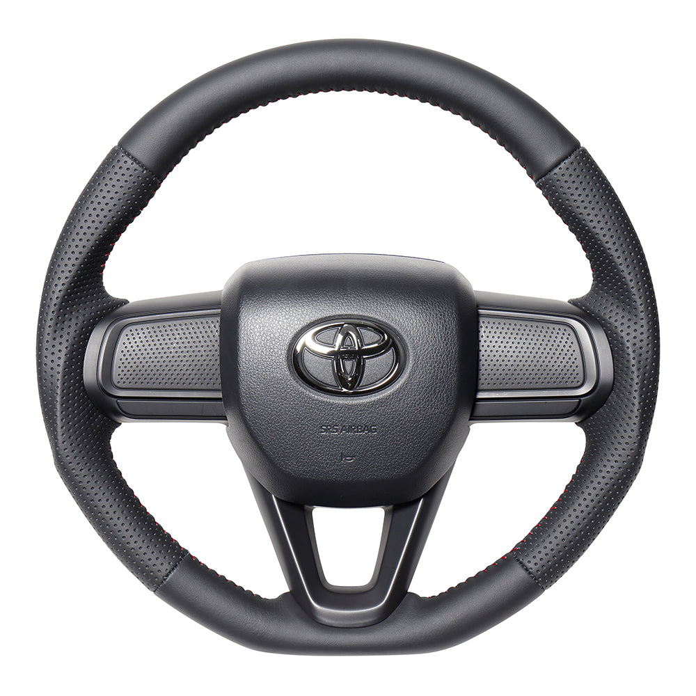 REAL ORIGINAL SERIES SOFT D SHAPE ALL LEATHER RED STITCH STEERING WHEEL FOR SUBARU SAMBAR TRUCK S500J:LATE S510J:LATE DIB-LPB-RD