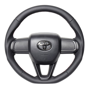REAL ORIGINAL SERIES SOFT D SHAPE ALL LEATHER RED STITCH STEERING WHEEL FOR DAIHATSU TANTO FAN CROSS LA650S LA660S  DIB-LPB-RD