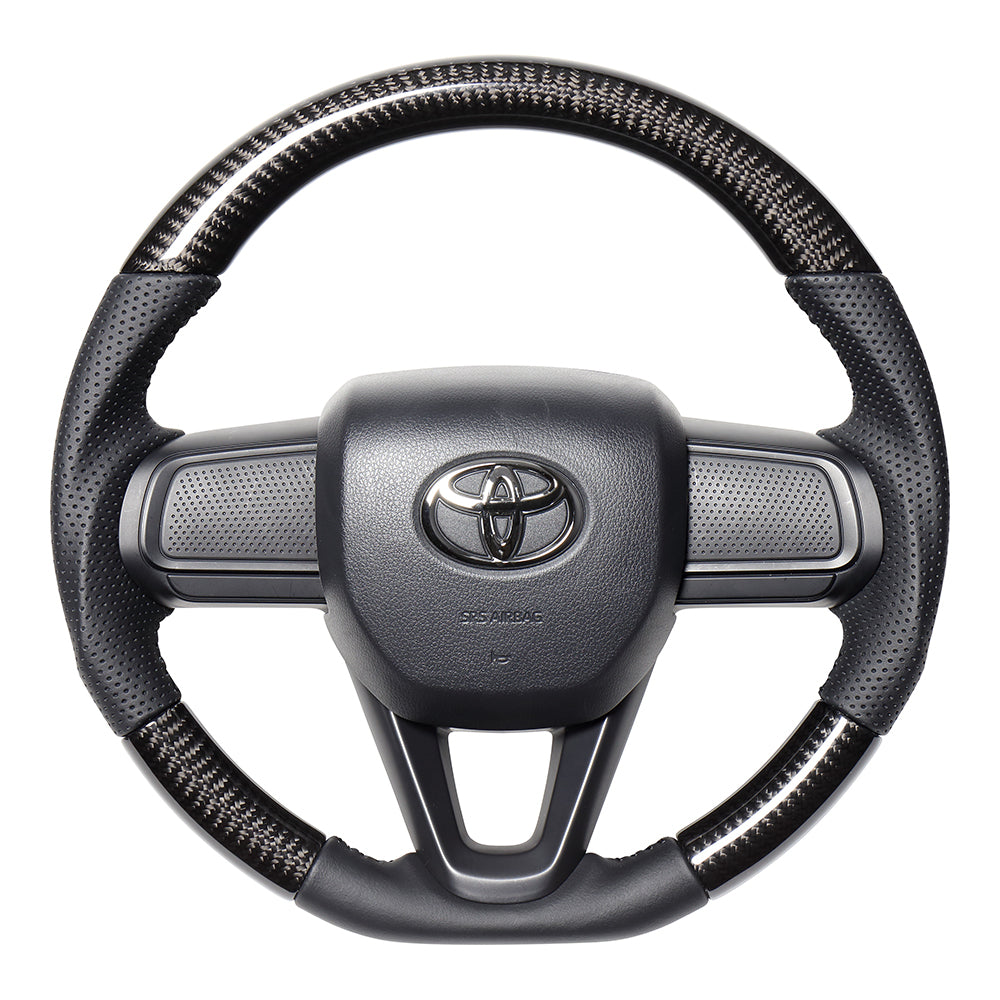 REAL ORIGINAL SERIES SOFT D SHAPE BLACK CARBON BLACK STITCH STEERING WHEEL FOR DAIHATSU TANTO FAN CROSS LA650S LA660S  DIB-BKC-BK
