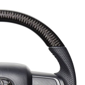 REAL ORIGINAL SERIES SOFT D SHAPE BLACK CARBON BLACK STITCH STEERING WHEEL FOR DAIHATSU TANTO FAN CROSS LA650S LA660S  DIB-BKC-BK