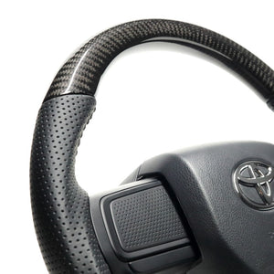 REAL ORIGINAL SERIES SOFT D SHAPE BLACK CARBON BLACK STITCH STEERING WHEEL FOR SUBARU SAMBAR TRUCK S500J:LATE S510J:LATE DIB-BKC-BK
