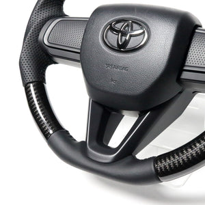 REAL ORIGINAL SERIES SOFT D SHAPE BLACK CARBON BLACK STITCH STEERING WHEEL FOR TOYOTA PIXIS VAN S700M S710M  DIB-BKC-BK