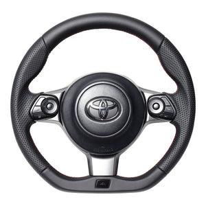 REAL ORIGINAL SERIES EMBLEM TYPE D SHAPE ALL LEATHER RED X BLACK EURO STITCH STEERING WHEEL FOR TOYOTA GR86 ZN8  GRM-LPB-RD