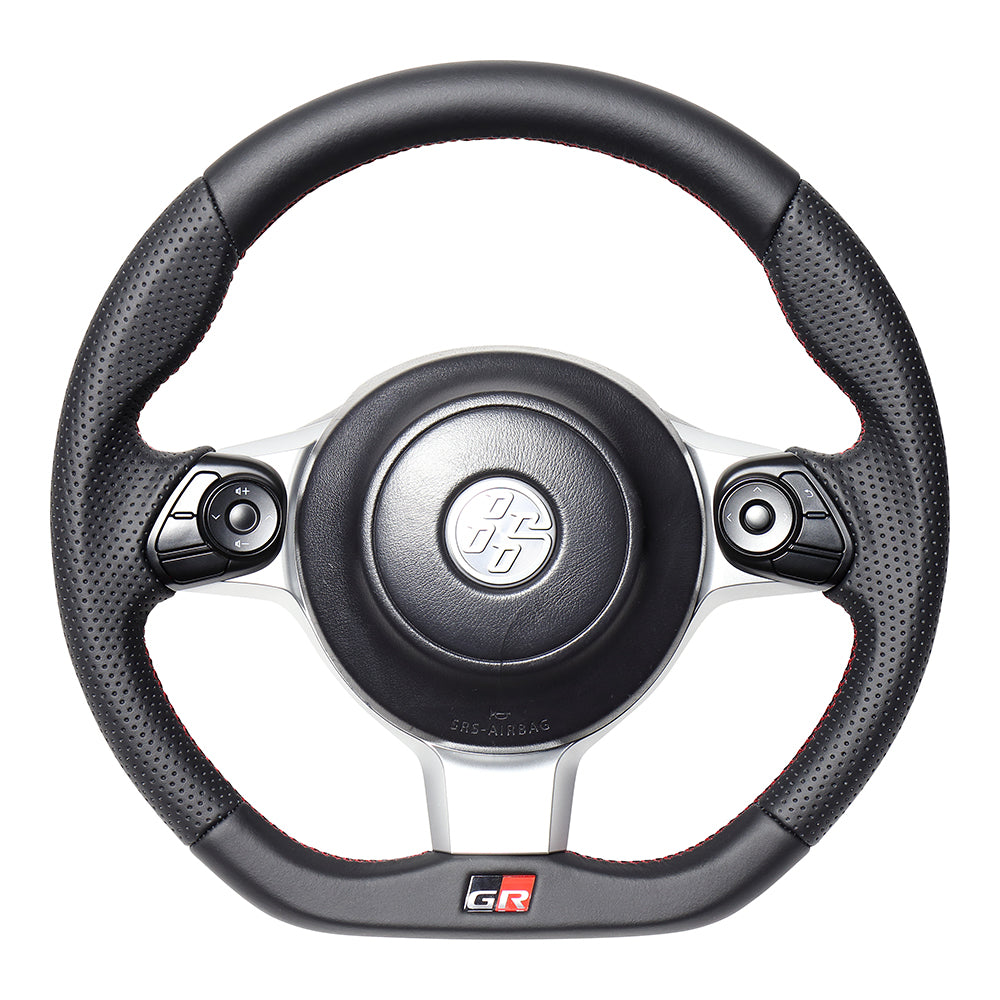 REAL ORIGINAL SERIES EMBLEM TYPE ALL LEATHER RED X BLACK EURO STITCH STEERING WHEEL FOR TOYOTA 86 GR ZN6 GRM-LPB-RD