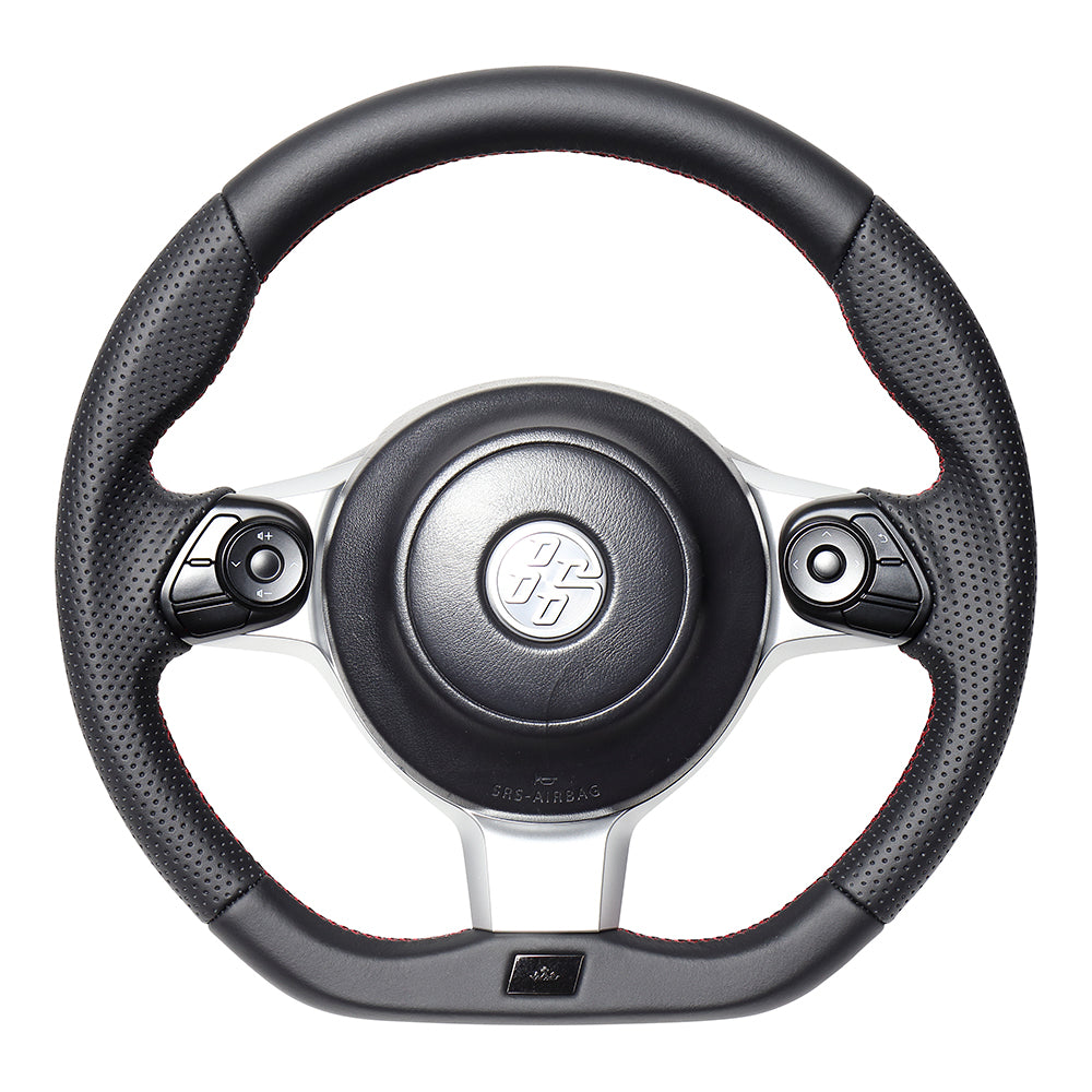 REAL ORIGINAL SERIES EMBLEM TYPE ALL LEATHER RED X BLACK EURO STITCH STEERING WHEEL FOR TOYOTA 86 GR ZN6 GRM-LPB-RD