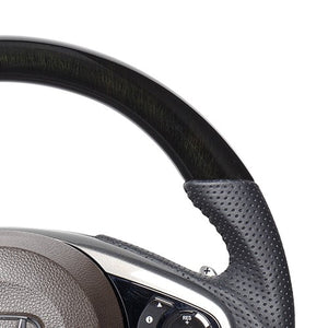 REAL ORIGINAL SERIES SOFT D SHAPE 38B BLACK WOOD BLACK STITCH STEERING WHEEL FOR HONDA N-ONE JG3 JG4  HND-38BBKW