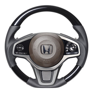 REAL ORIGINAL SERIES SOFT D SHAPE PIANO BLACK BLACK STITCH STEERING WHEEL FOR HONDA N-VAN JJ1 JJ2  HND-PBW