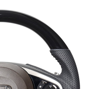 REAL ORIGINAL SERIES SOFT D SHAPE PIANO BLACK BLACK STITCH STEERING WHEEL FOR HONDA N-ONE JG3 JG4  HND-PBW