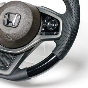 REAL ORIGINAL SERIES SOFT D SHAPE PIANO BLACK BLACK STITCH STEERING WHEEL FOR HONDA N-ONE JG3 JG4  HND-PBW