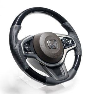 REAL ORIGINAL SERIES SOFT D SHAPE PIANO BLACK BLACK STITCH STEERING WHEEL FOR HONDA N-WGN JH3 JH4 HND-PBW