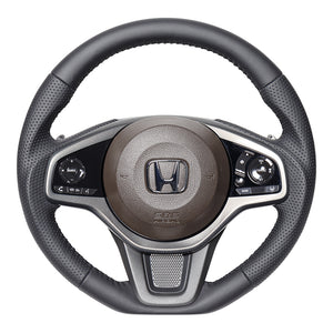 REAL ORIGINAL SERIES SOFT D SHAPE ALL LEATHER BLACK STITCH STEERING WHEEL FOR HONDA N-VAN JJ1 JJ2  HND-LPB