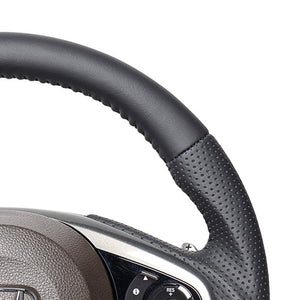 REAL ORIGINAL SERIES SOFT D SHAPE ALL LEATHER BLACK STITCH STEERING WHEEL FOR HONDA N-WGN JH3 JH4 HND-LPB