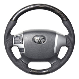 REAL ORIGINAL SERIES GUN GRIP GENUINE SAME DIAMETER ROUND SHAPE BLACK CARBON BLACK EURO STITCH STEERING WHEEL FOR TOYOTA REGIUS ACE 200 : 4 TYPE OR KOUKI  H204-BKC-BK