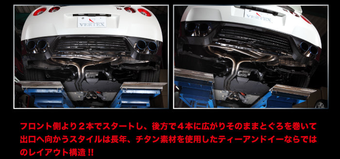 CAR MAKE T&E [R35 GT-R] LEGER FALL LEFT AND RIGHT DUAL FULL TITANIUM MUFFLER TORNADO FOR  CARMAKETE-02051