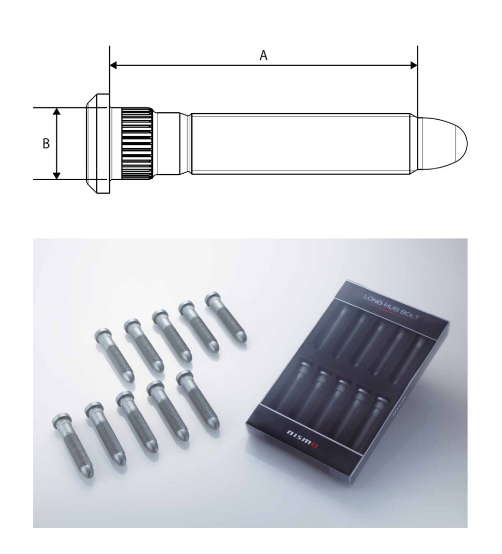 NISMO Sports Long Hub Bolts M12×P1.25  For Fairlady Z Z33 Z34  40222-RSR51
