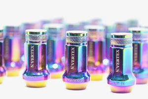 CAR MAKE T&E [AURORA KNURLING] VERTEX CHROMORY RACING NUT M12 X P1.5 16 PCS SET FOR  CARMAKETE-02127