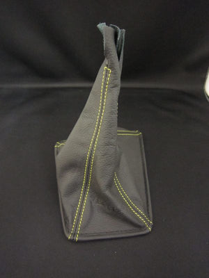 CAR MAKE T&E VERTEX LEATHER SHIFT BOOTS NISSAN SERIES BLACK YELLOW THREAD R33 SKYLINE FOR  CARMAKETE-00504