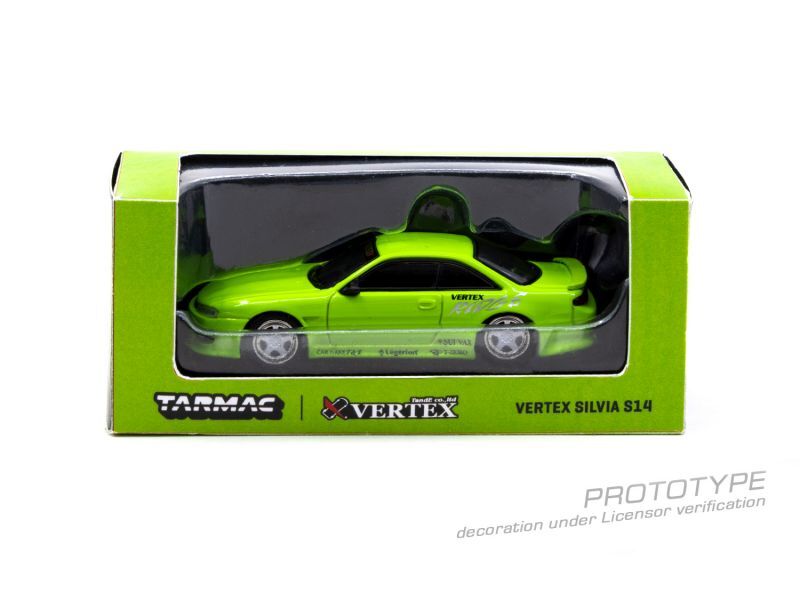 CAR MAKE T&E 1:64 VERTEX RIDGE S14 SILVIA LIGHT GREEN TARMAC WORKS