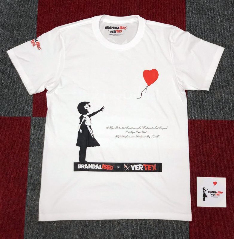 CAR MAKE T&E BRANDALISED X VERTEX BALLOON GIRL TEE (BALLOON AND GIRL: BANKSY GRAFFITI ART) S (WIDTH: 40.6CM LENGTH: 64.8CM) BANKSY-02 FOR  CARMAKETE-00132