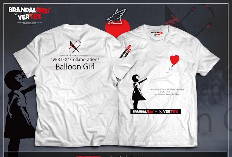 CAR MAKE T&E BRANDALISED X VERTEX BALLOON GIRL TEE (BALLOON AND GIRL: BANKSY GRAFFITI ART) XL (WIDTH: 56CM LENGTH: 78.7CM) BANKSY-02 FOR  CARMAKETE-00135