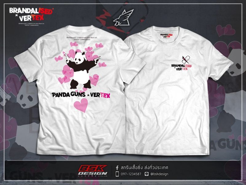CAR MAKE T&E BRANDALISED X VERTEX PANDA GUNS TEE (PANDA GUN: BANKSY GRAFFITI ART) M (WIDTH: 45.7CM LENGTH: 67.8CM) BANKSY-04 FOR  CARMAKETE-00128