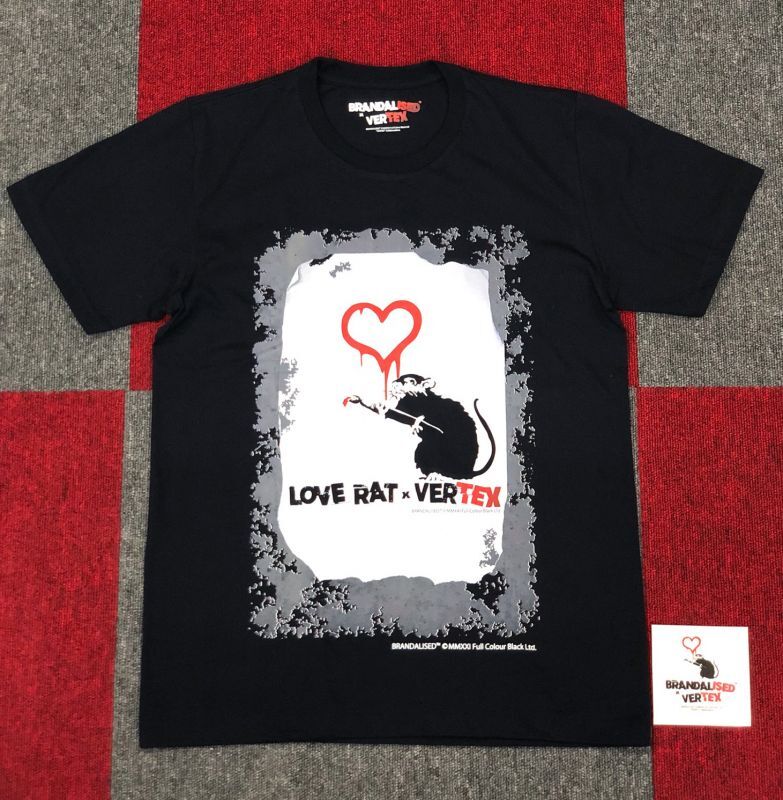 CAR MAKE T&E BRANDALISED X VERTEX LOVE RAT TEE (LOVE RAT: BANKSY GRAFFITI ART) M (WIDTH: 45.7CM LENGTH: 67.8CM) BANKSY-03 FOR  CARMAKETE-00118