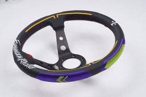 CAR MAKE T&E EVANGELION RACING STEERING WHEEL 01 TEST TYPE [WORLD LIMITED 300] VERTEX X ORE DA X EVANGELION STE-EVA01 FOR  CARMAKETE-00006 - Black Hawk Japan