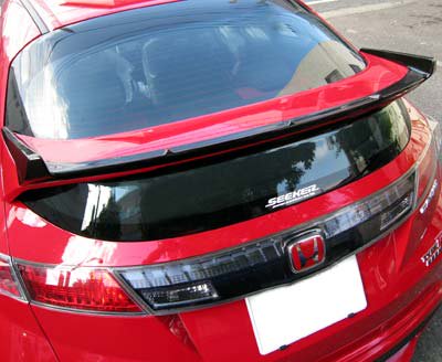 SEEKER FRP REAR SPOILER UNPAINTED BLACK GEL FOR HONDA CIVIC FN2 16020-FN2-F01