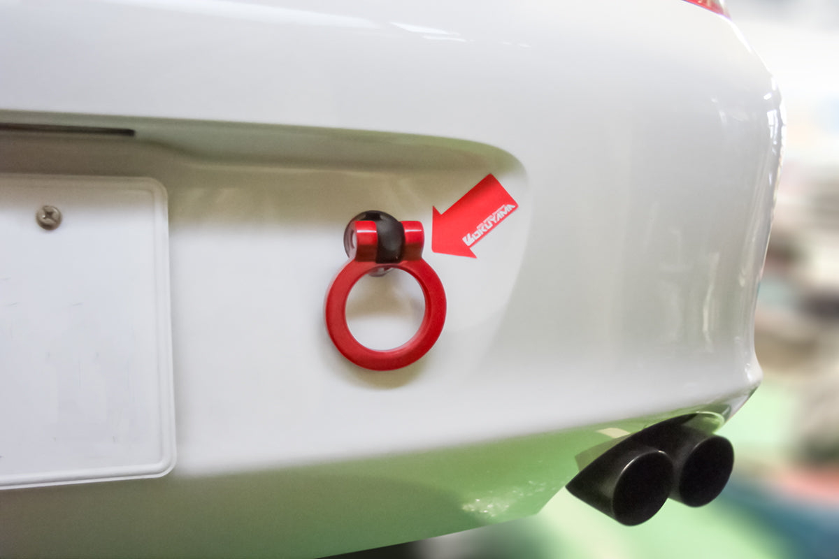 OKUYAMA FLIP-UP TOWING HOOK REAR RED For PORSCHE 301-039-0 - Black Hawk Japan