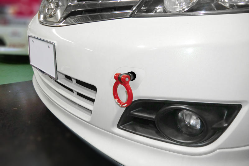 OKUYAMA FLIP-UP TOWING HOOK FRONT RED For NISSAN NOTE Z NE11 301-082-0