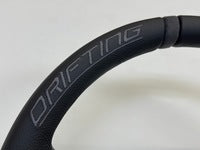 MOMO FORTUNE DRIFTING 350 85 BLACK LEATHER BLACK SPOKE BLACK STITCH STEERING WHEEL MOMO-00006