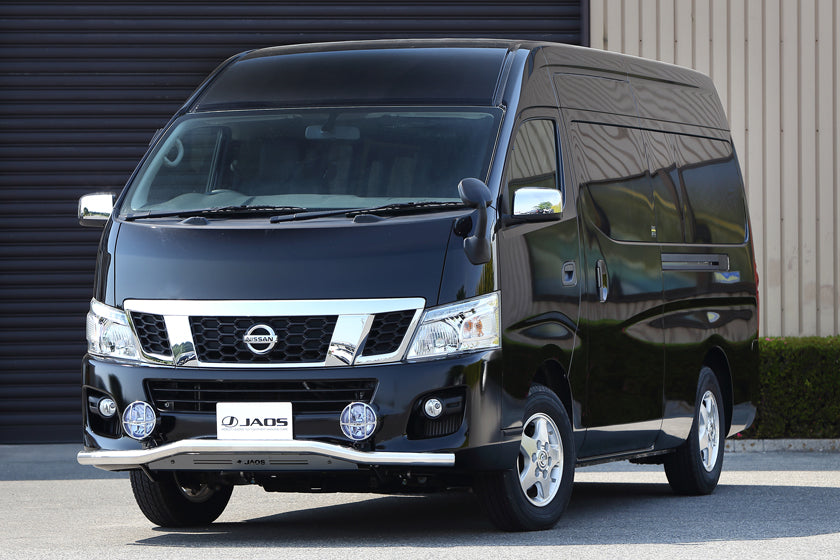 JAOS FRONT SKID BAR POLISH BLACK WIDE FOR NISSAN NV350 CARAVAN B150483B - Black Hawk Japan