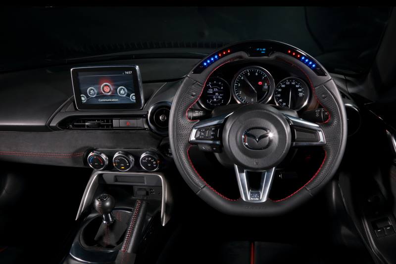 DAMD PERFORMANCE STEERING WHEEL BLACK LEATHER RED STITCH FOR MAZDA ROADSTER ND 2015.5- DPS358-M-BKRD
