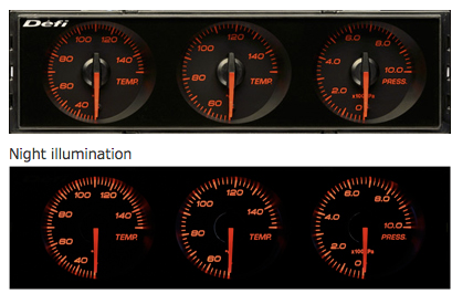 Defi DIN-Gauge Combination Meter (Red Characters/Red Illumination/Red  Pointer) DF14404