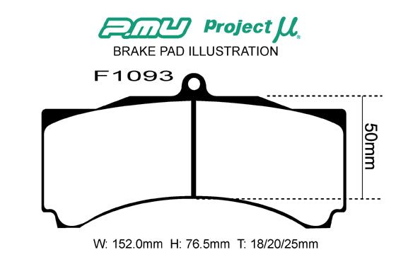 PROJECT MU BRAKE PADS HC+ FOR APCP3558D51 FOR  F1093-HCP